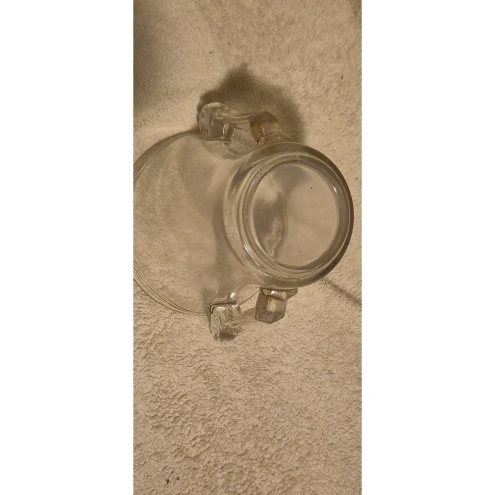 Vintage Clear Glass Ice Bucket Style Container w/ Double Handles Barware